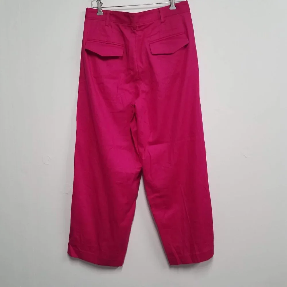 Banana Republic Linen Blend Wide Leg Pleated Trouser 10P 10 Petite Pink 851121